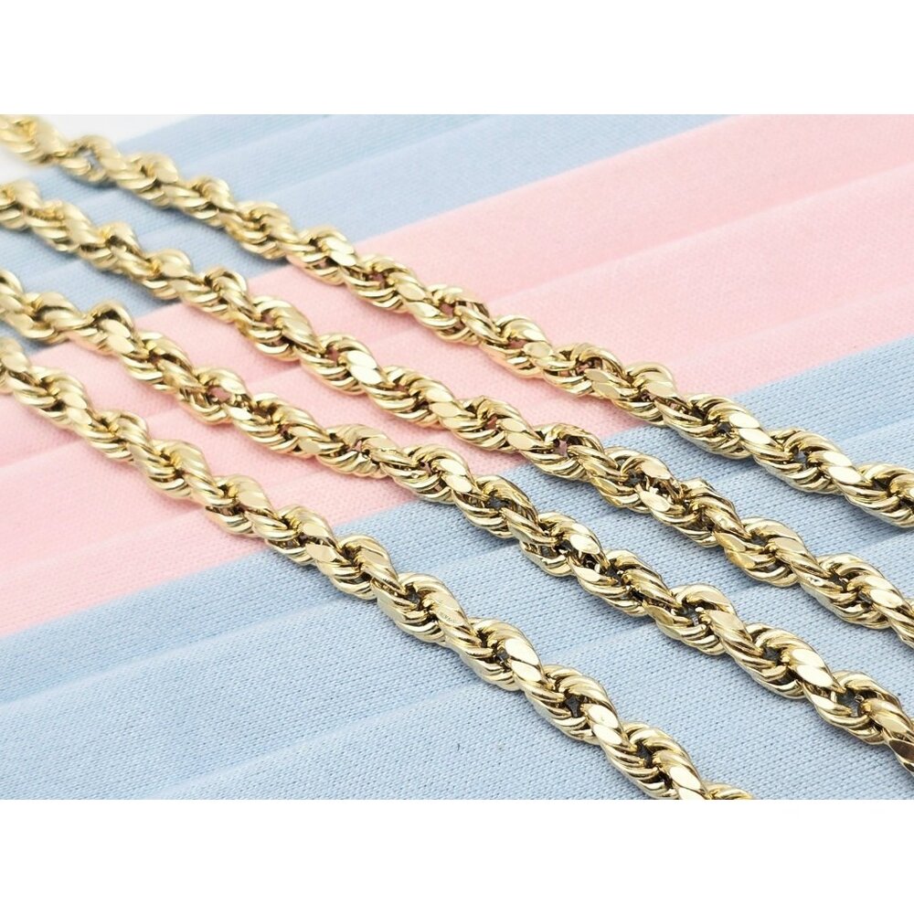 Beautiful 14K Karat Solid Yellow Gold Designer Rope Chain Necklace 27.50" Length